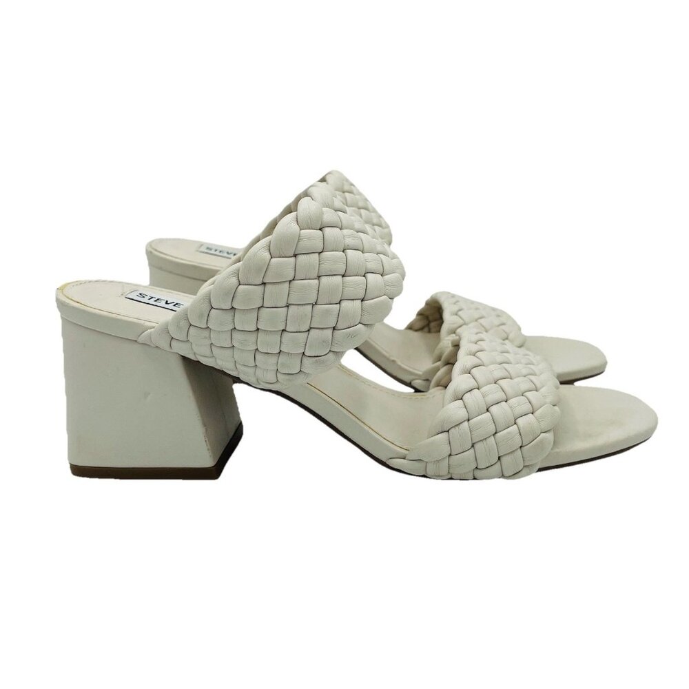 Steve Madden Shoes Womens Size 8.5 M White Heel Daphnee Braided Sandal Slip On